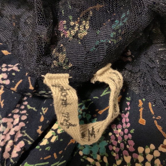 Free People Black, Green, and Purple Dress with Lace - Women’s Size Medium - Picture 6 of 7